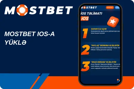 Mostbet iOS tətbiqinin quraşdırma addımları göstərilən mobil ekran.
