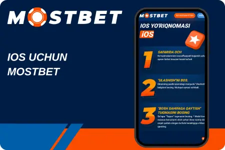Mostbet iOS ilovasini o'rnatish bosqichlarini ko'rsatadigan mobil ekran.