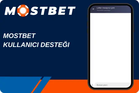 Mostbet kullanıcı desteği, "MOSTBET KULLANICI DESTEĞİ" başlığı ve açık canlı sohbet penceresi