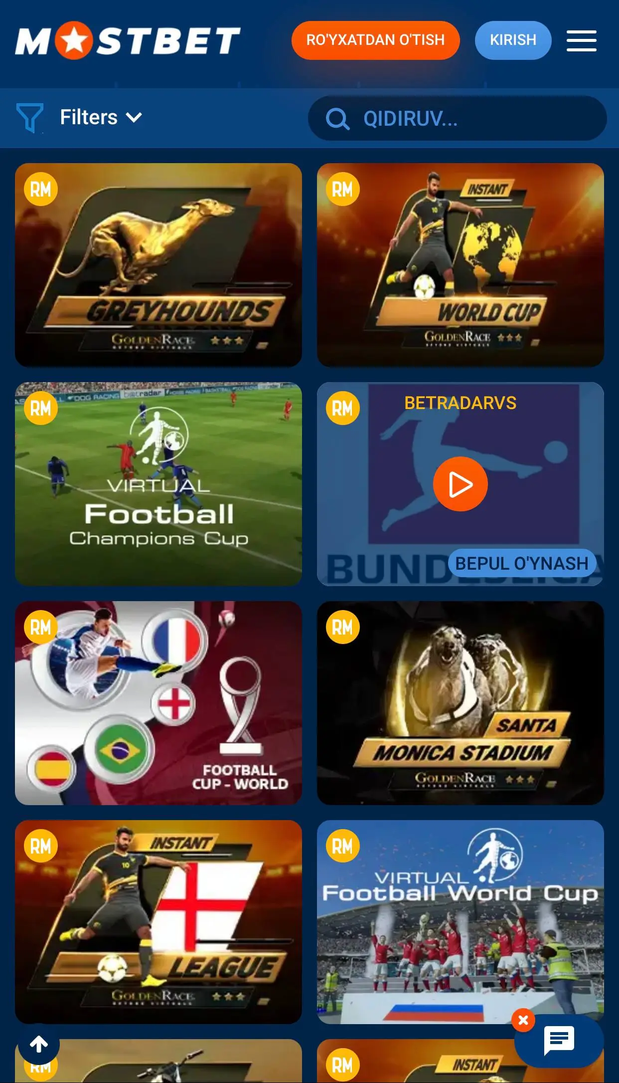 Virtual sport — Greyhounds, World Cup va virtual futbol, O‘zbekiston uchun