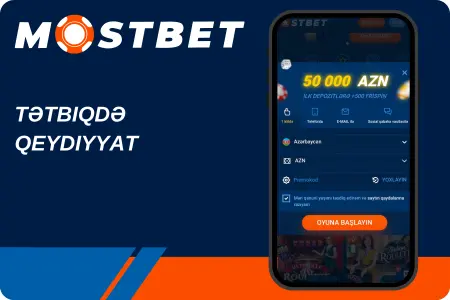 Mostbet-də qeydiyyat - 50 000 AZN bonus təklifi ilə qeydiyyat səhifəsi, "Oyuna başla" düyməsi